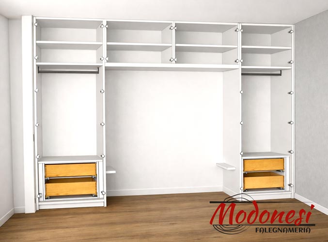 Armadio a Ponte per Camera da Letto Matrimoniale: Render