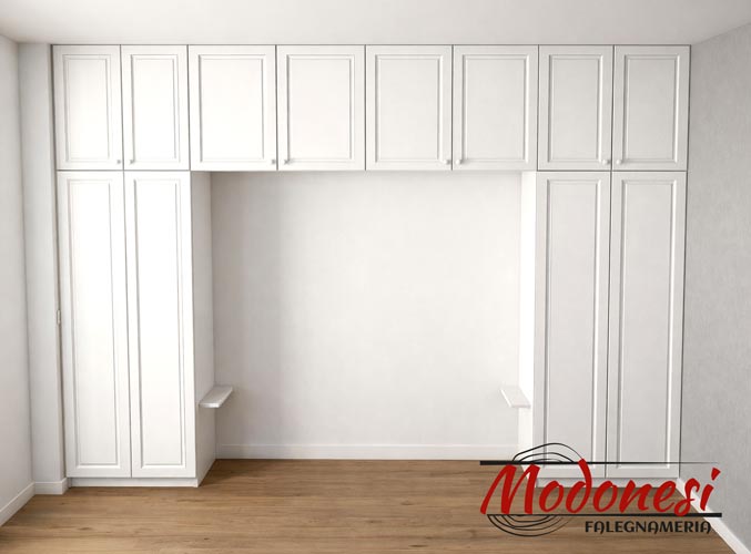 Armadio a Ponte per Camera da Letto Matrimoniale: Render