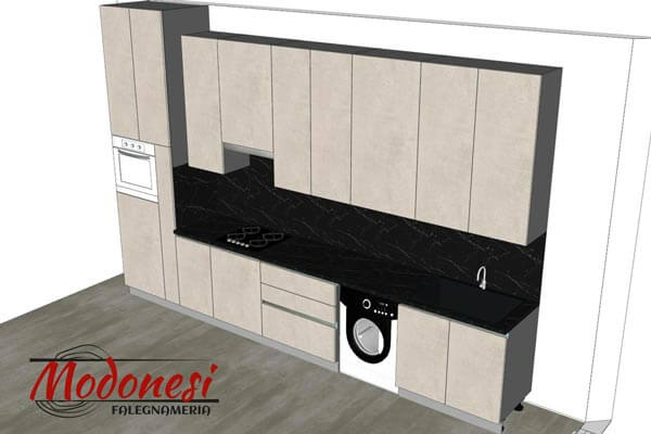 Cucina Lineare Moderna Su Misura Milano Render