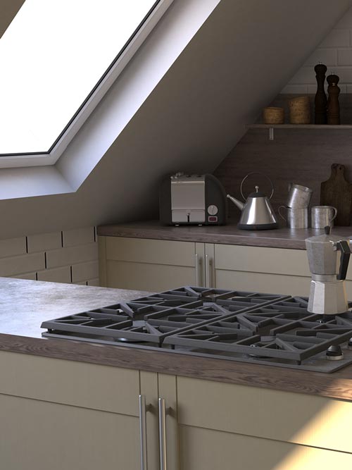 cucine mansardate: angolo finestra cucina mansarda