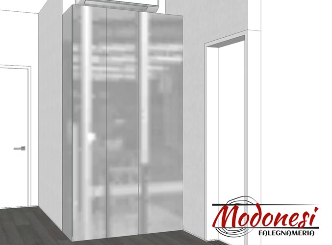 Render primo Mobile Ingresso con specchiera