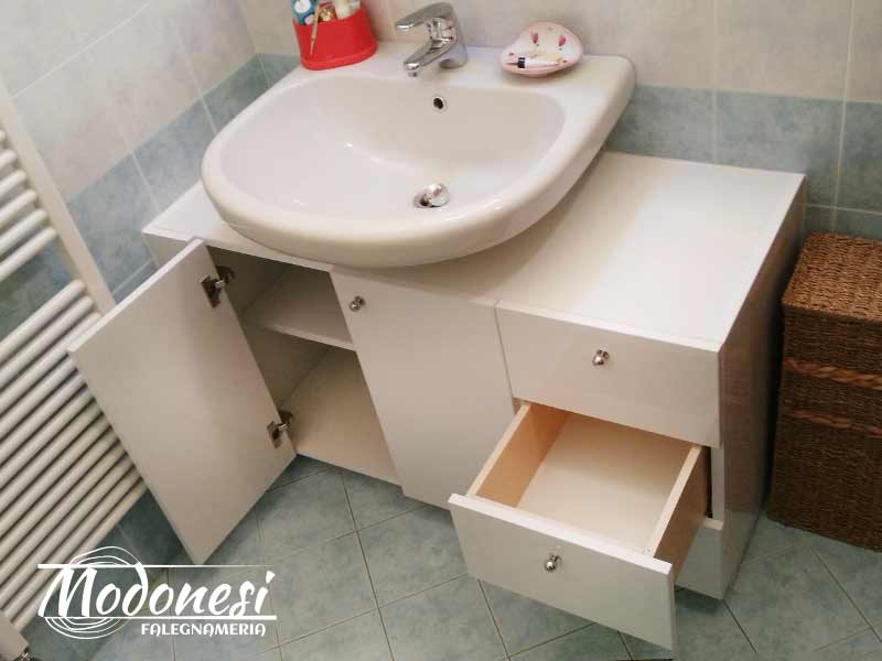 Mobile Bagno Su Misura Mdf Bianco Lucido 5