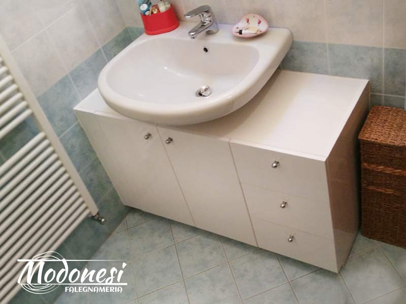 Mobile Bagno Su Misura Mdf Bianco Lucido 6