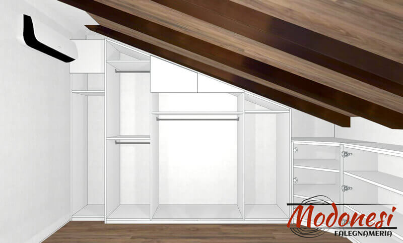 Armadio Mansarda Ad Angolo Realizzato Per Una Casa A Noviglio Milano Render 02