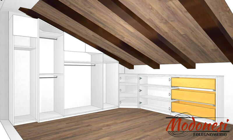 Armadio Mansarda Ad Angolo Realizzato Per Una Casa A Noviglio Milano Render 03