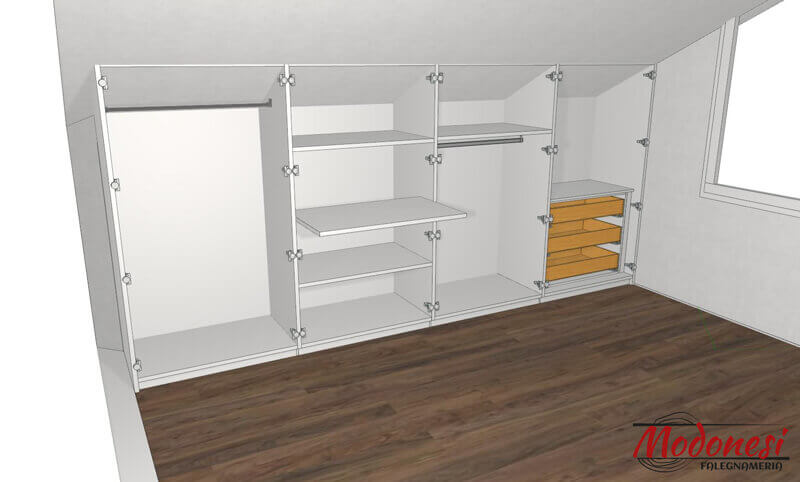 Armadi Per Mansarda Per Una Casa A Mazzo Di Rho Milano Render 04