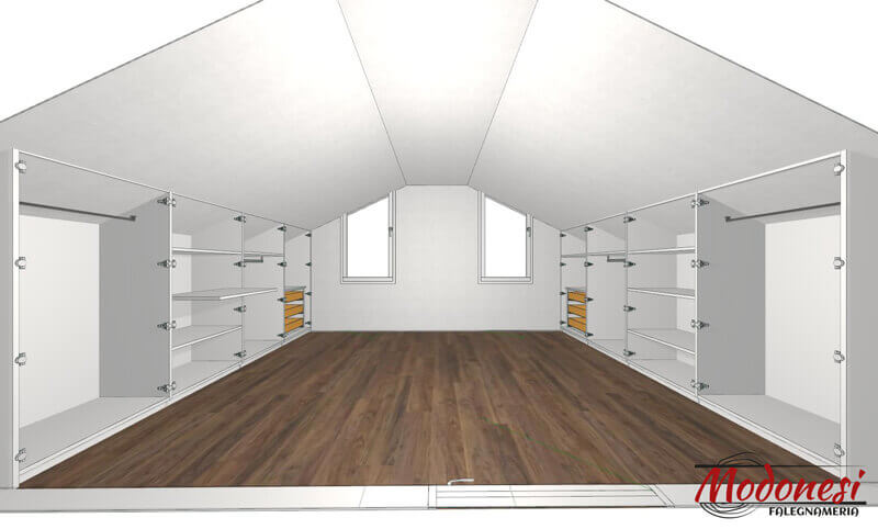 Armadi Per Mansarda Per Una Casa A Mazzo Di Rho Milano Render 05