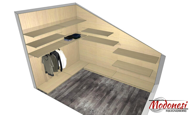 Cabina Armadio Mansarda Con Pannelli Per Una Casa A Lainate Milano Render 02