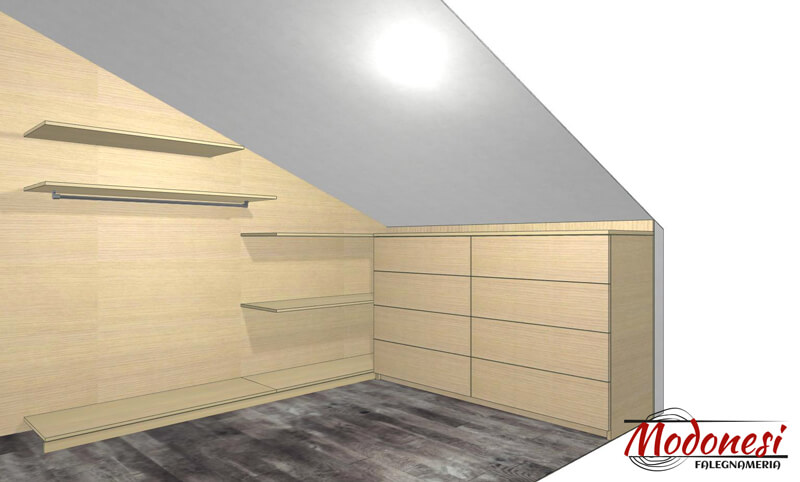 Cabina Armadio Mansarda Con Pannelli Per Una Casa A Lainate Milano Render 03