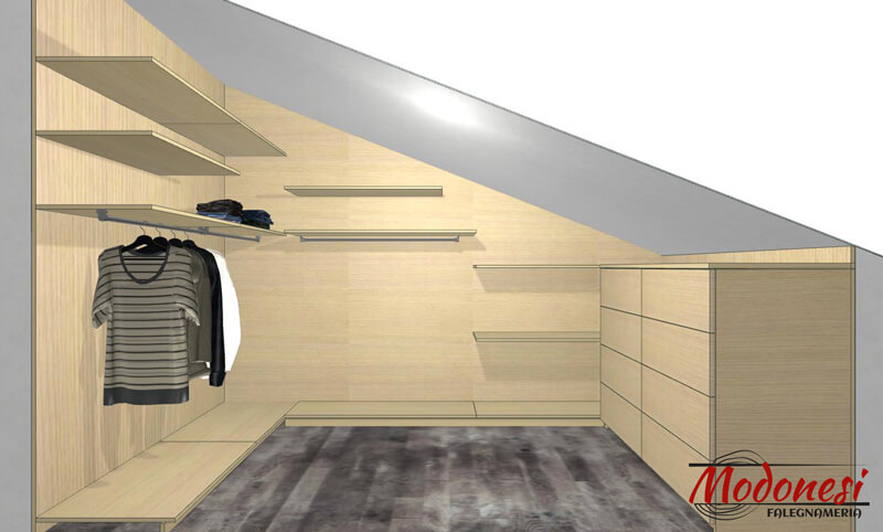 Cabina Armadio Mansarda Con Pannelli Per Una Casa A Lainate Milano Render 04