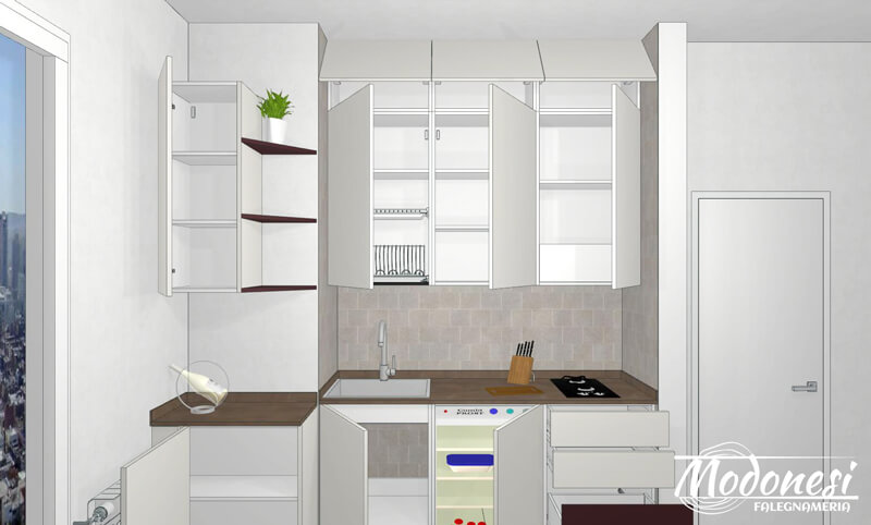 Cucina Su Misura In Nicchia Per Un Appartamento A Milano Render 03