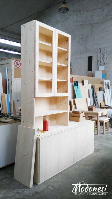 Cassettiera Su Misura E Libreria In Massello Per Lo Studio Laboratorio 03