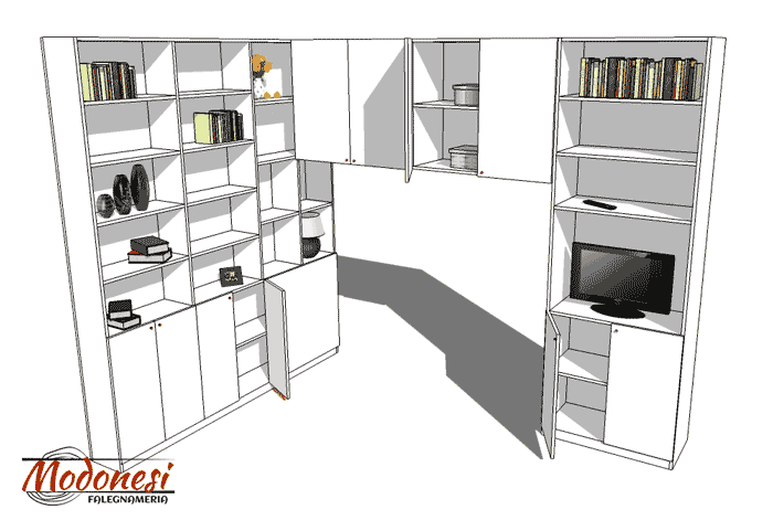 Render Libreria Ad Angolo Con Ponte In Cameretta Milano Pero 02
