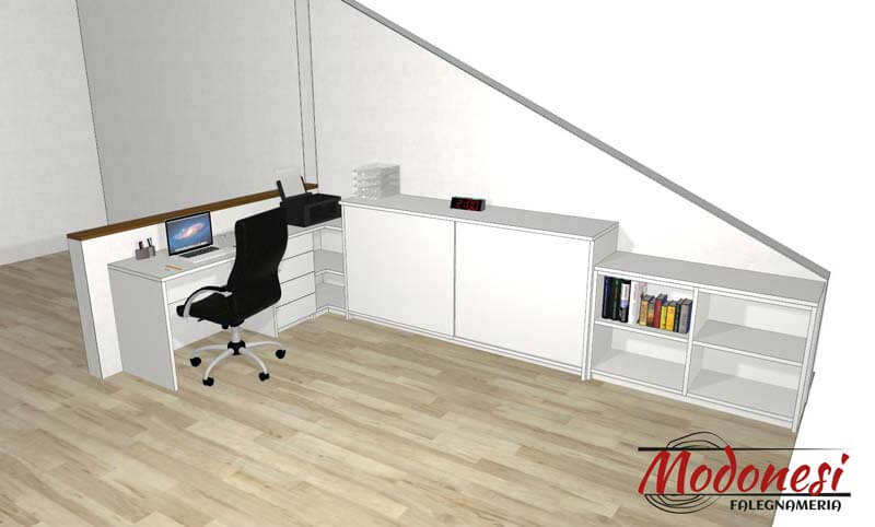 Mobile Studio Angolare Per Una Mansarda A Cologno Monzese Render 01