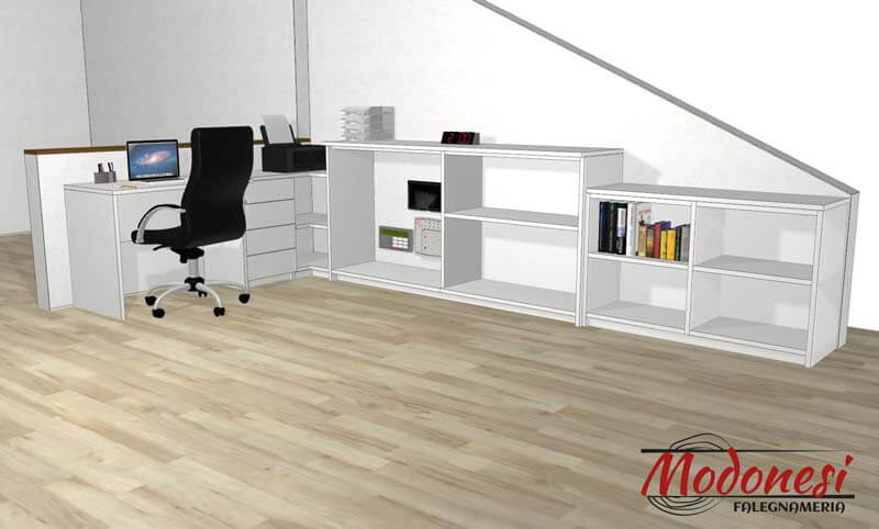 Mobile Studio Angolare Per Una Mansarda A Cologno Monzese Render 03