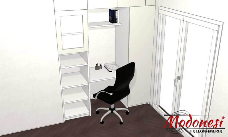 Mobile Studio Su Misura In Nicchia Per Un Appartamento A Milano Render 01