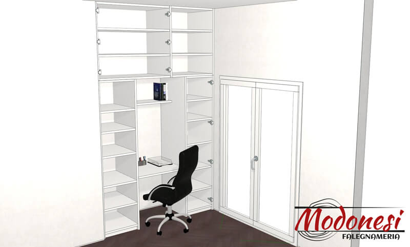 Mobile Studio Su Misura In Nicchia Per Un Appartamento A Milano Render 02