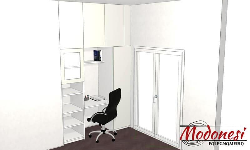 Mobile Studio Su Misura In Nicchia Per Un Appartamento A Milano Render 03