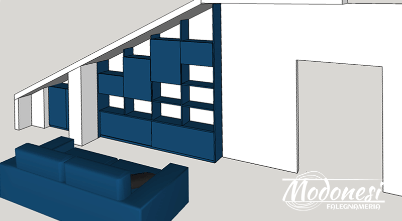 Mobile Su Misura Soggiorno Baggio Render 01