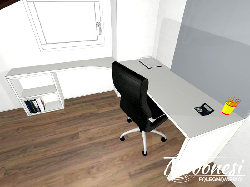 Scrivania Angolare Bianca Per Una Cliente Di Noviglio Milano Render 01