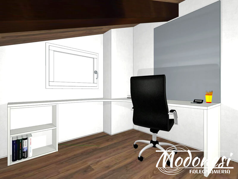 Scrivania Angolare Bianca Per Una Cliente Di Noviglio Milano Render 02