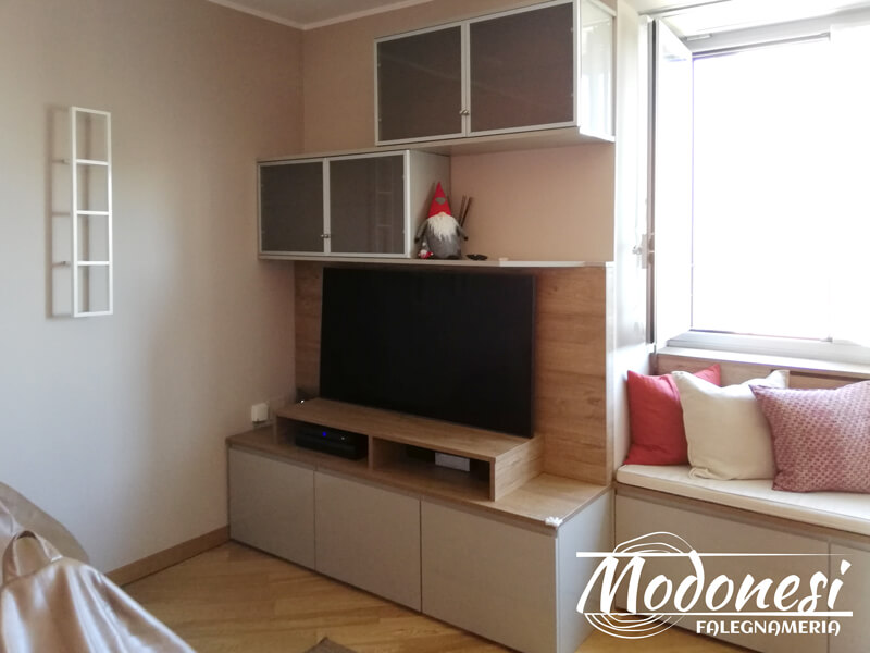 Mobile Per Soggiorno Con Panca Realizzato Per Una Casa A Milano Finito 04